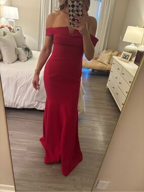 Likely Misisco Off-Shoulder Trumpet Gown | Poppy Red | Size 6 | NWT